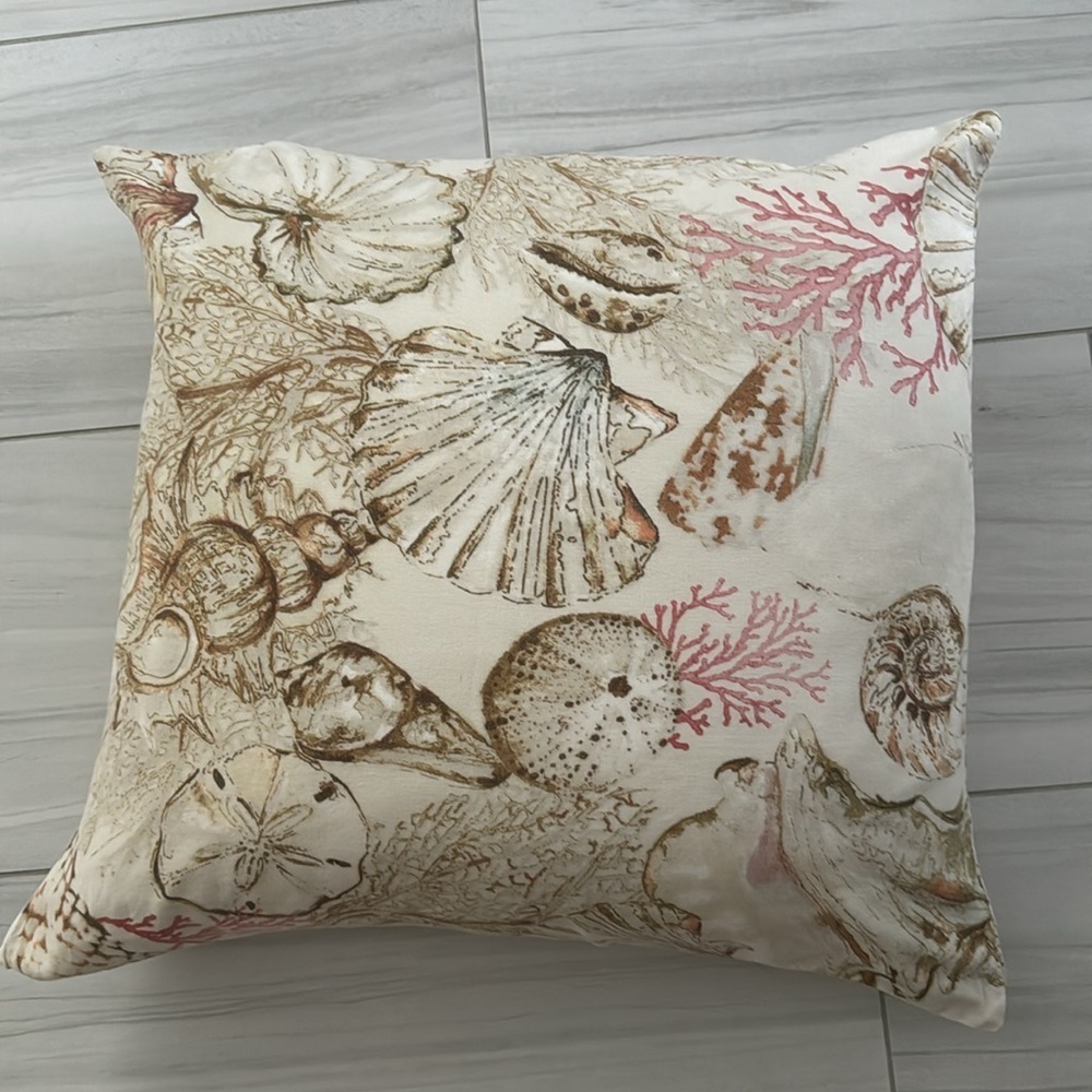 Pottery Barn Sea Shell Coastal Inspired Oversized Decorative Accent Pillow